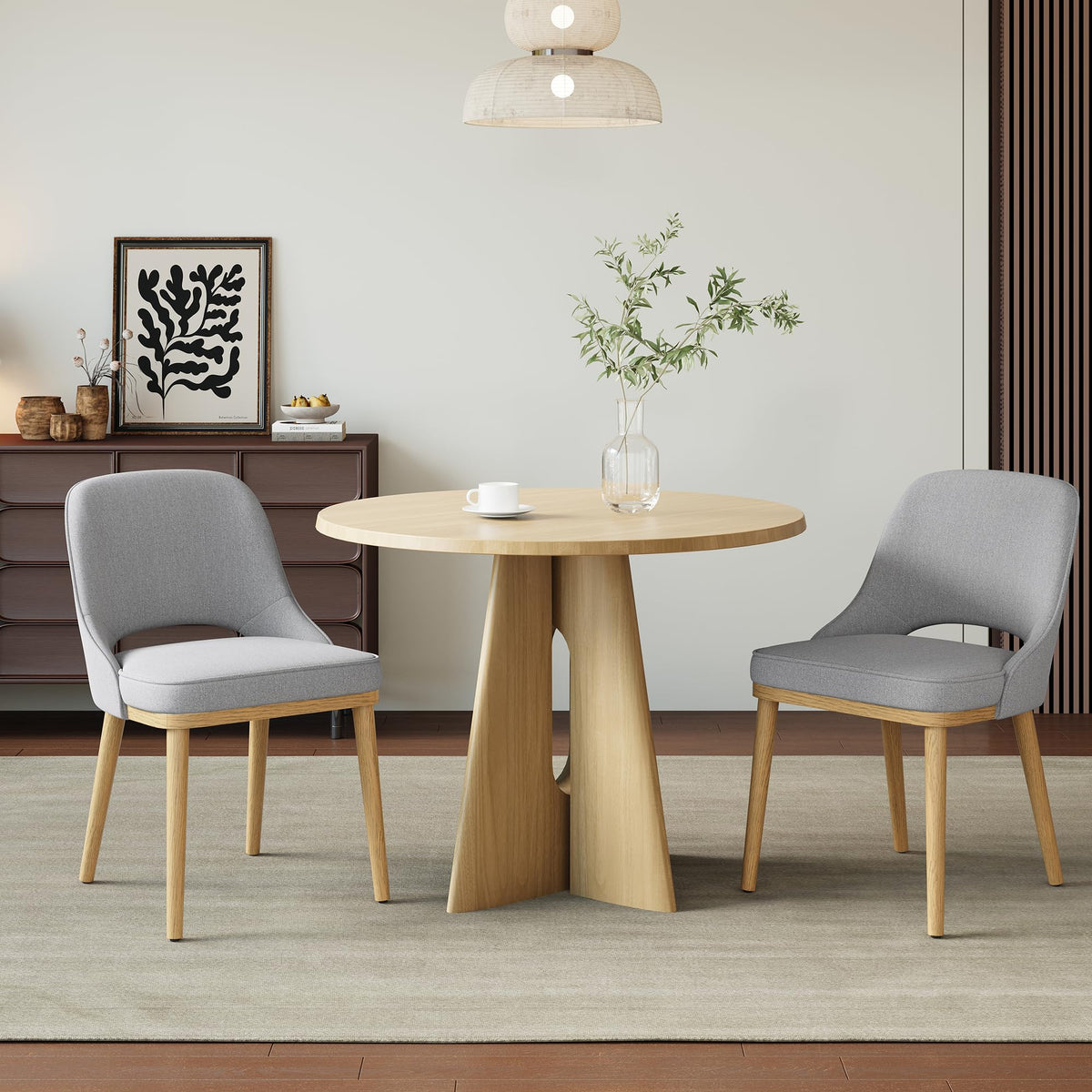 Dining Chairs Set of 2, Upholstered Dining Room Chairs with Chenille Fabric, Ergonomic Backrest, High Density Cushion & Rubber Wood Frame