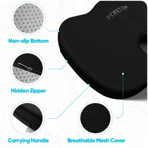 FORTEM Seat Cushion & Lumbar Support for Office Chair, Car Seat Combo