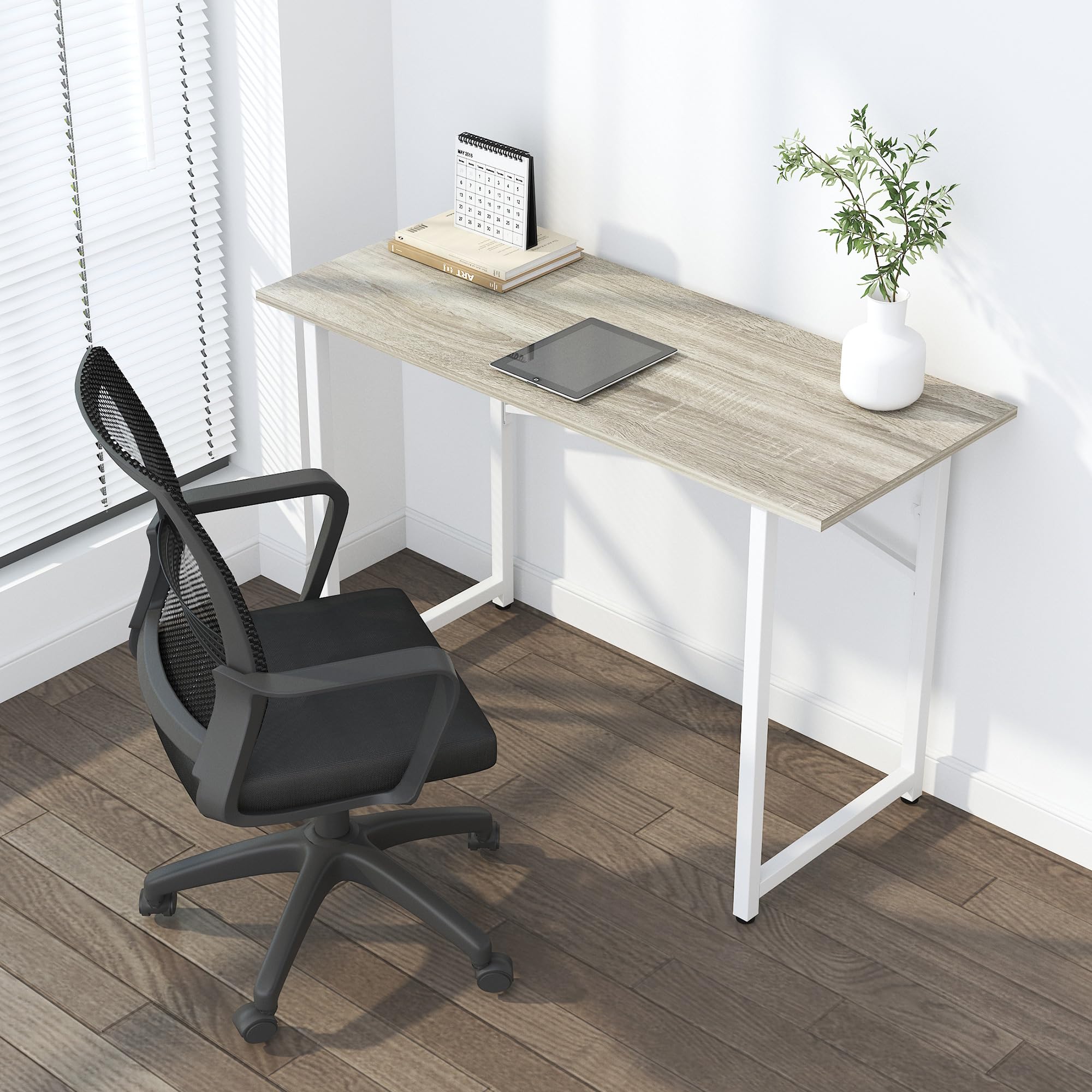 Lutown-Teen Folding Desk 120 cm No Assembly Required, Beige
