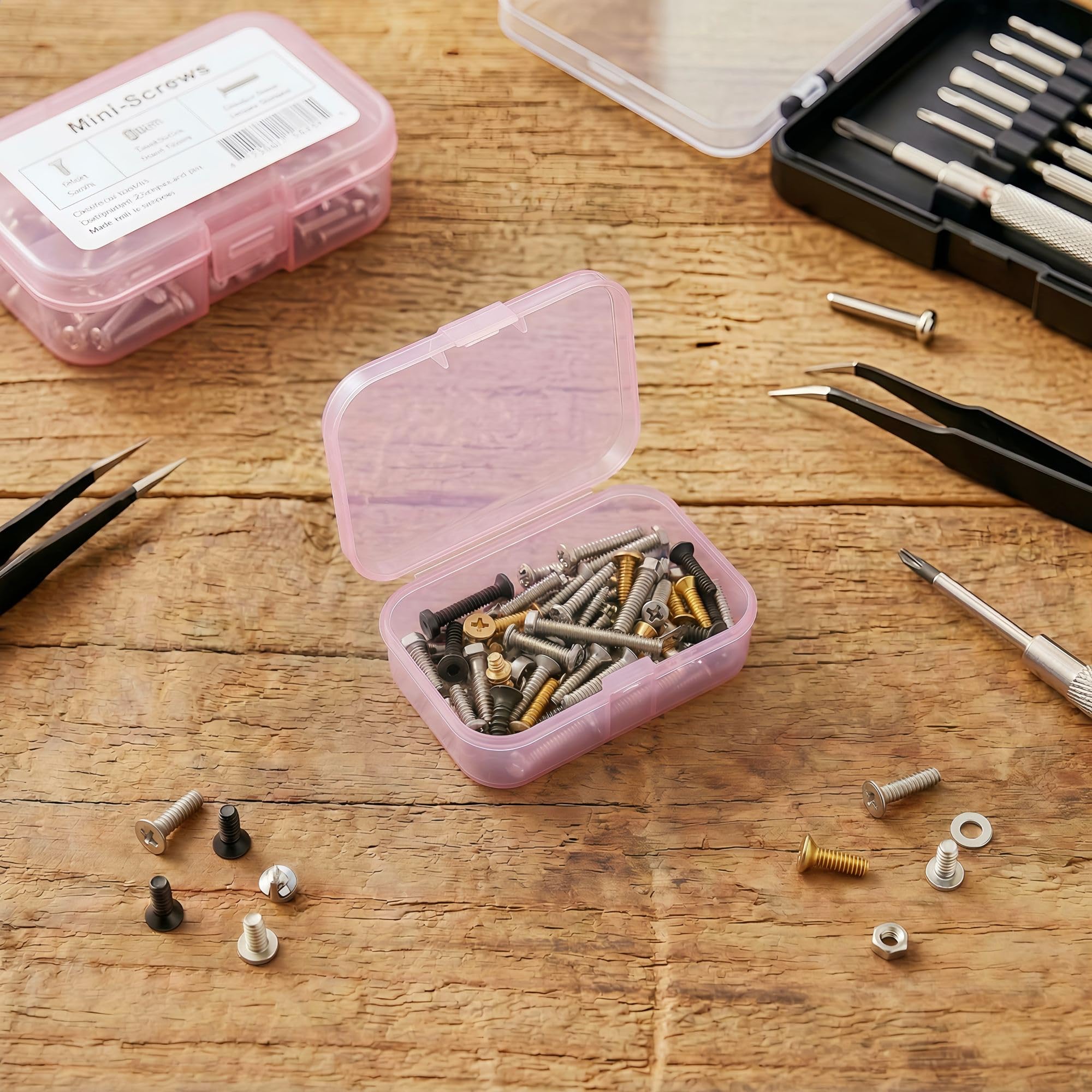 Forever bene 30 Pink Small Storage Boxes with Lids, 30 Pieces, Pink, each piece measures 6,5 × 4,5 × 2 cm