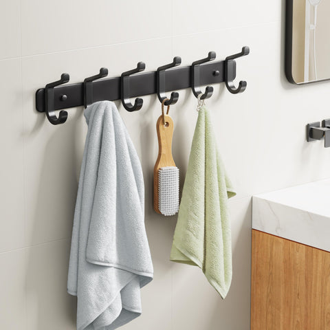 Coat Rack Wall Mount Heavy Duty, Wall Coat Hanger with Hooks, Black 2 Pack