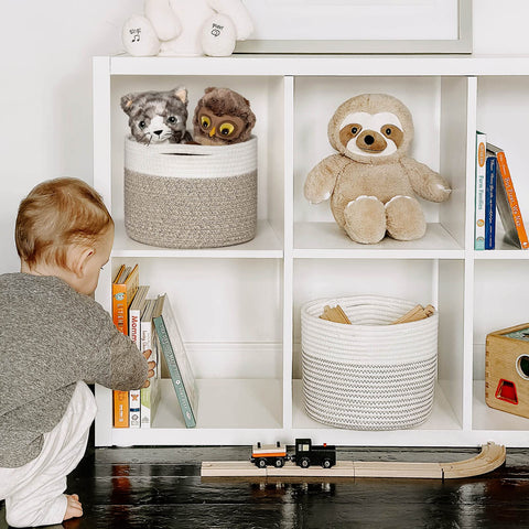 TIMEYARD Small Cotton Rope Basket Storage Basket for Shelves Toy Organiser