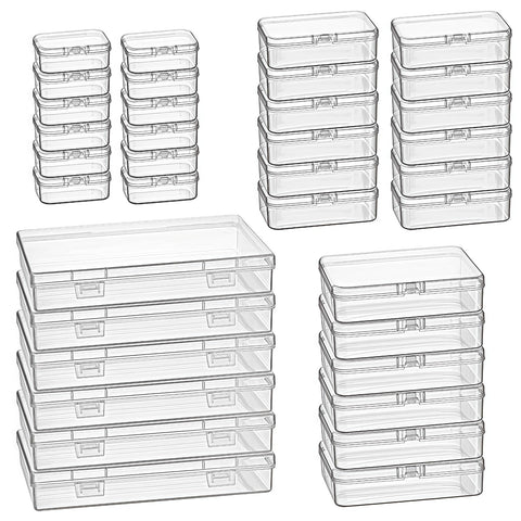 Goodma 36 Pieces Mixed Sizes Rectangular Plastic Organizer Box, Transparent