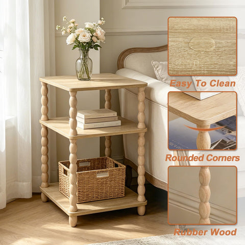GOODLAN Wooden Side Table, Small End Table with Storage Shelf,Bedside Coffee Table Night Stand for Living Room, Bedroom