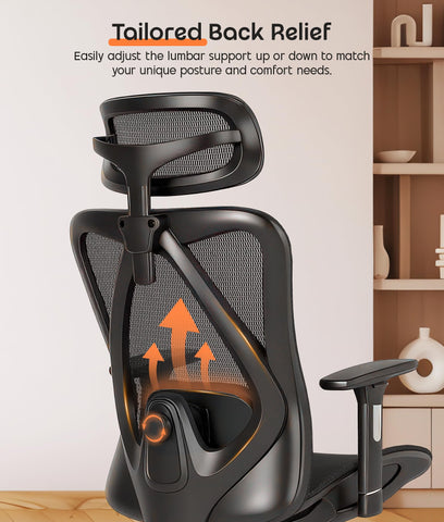 ADOV Office Chair with Headrest, Ergonomic 3D Armrest, Lumbar Support, 125° Rocking Swivel Computer Chair, High Back Mesh Reclining Desk Chair