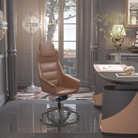 CASSILANDO Glass Office Chair Mat for Carpet, 115 x 139cm Tempered Glass Office Floor Mat for Carpeted or Hardwood Floors