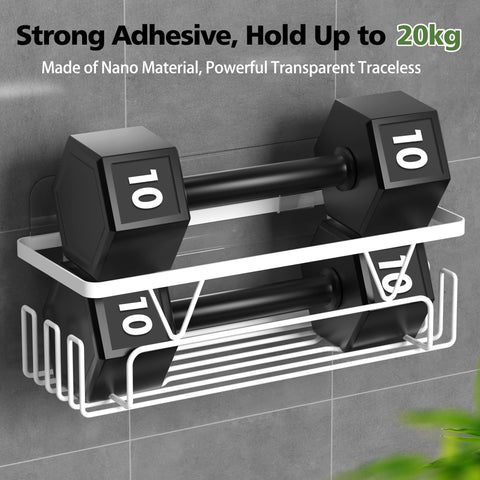 KEGII 4 Piece Shower Caddy with Toothbrush Holder & Soap Holder, White