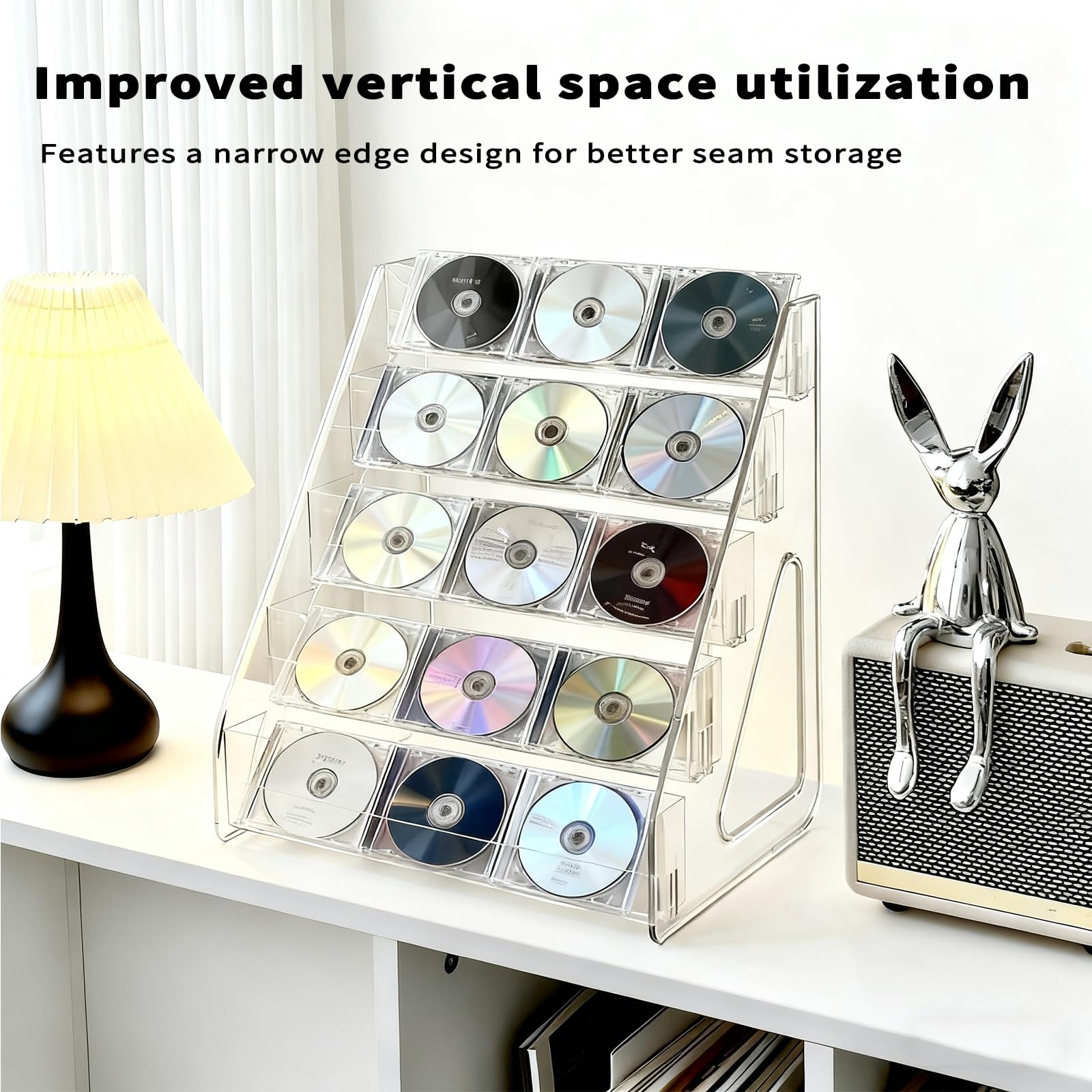 JWShang Card Display Stand, 5-Tier Clear PET Rack for Graded Cards, 2 Pack