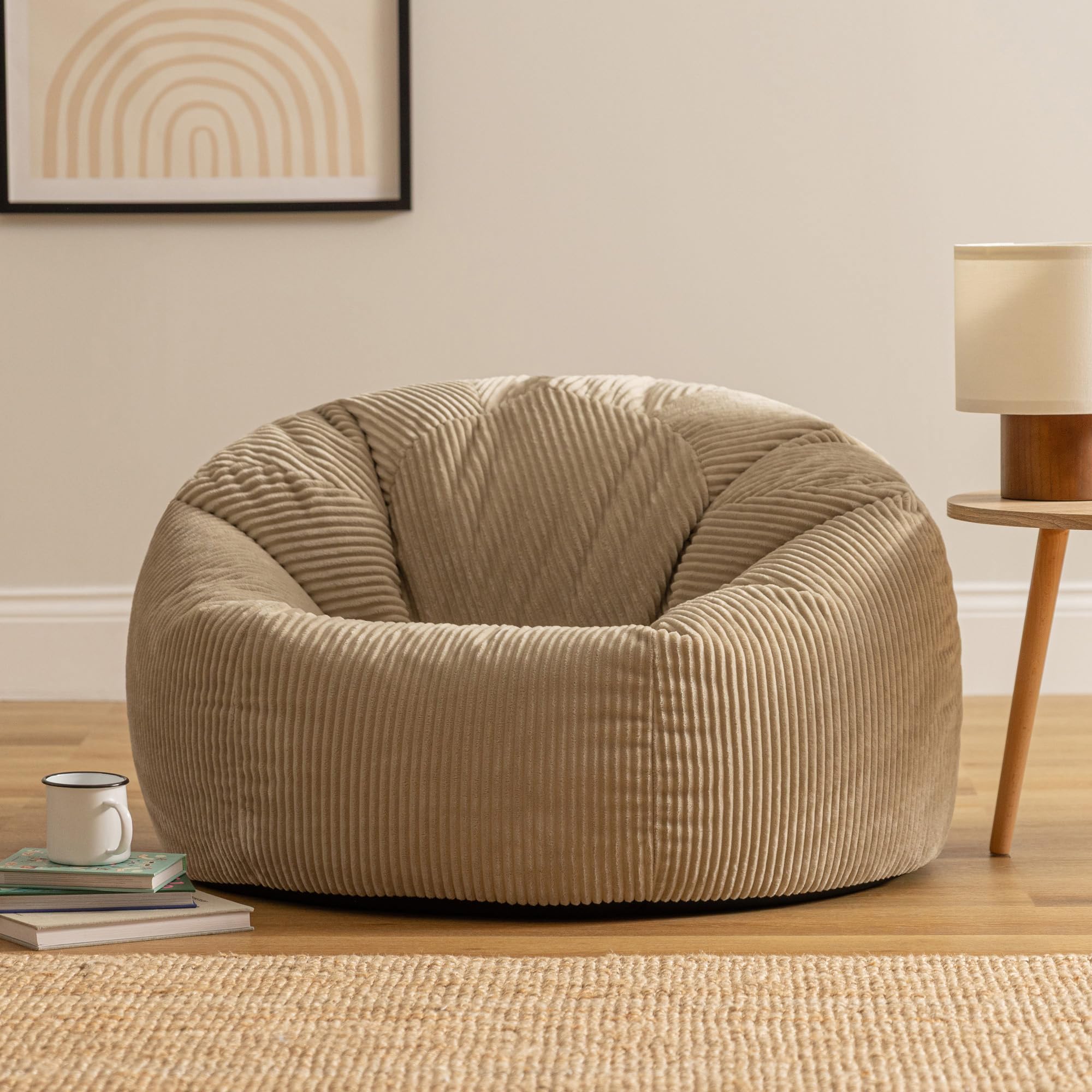 icon Kingston Cord Bean Bag with Filling Included, Set of 2, Beige