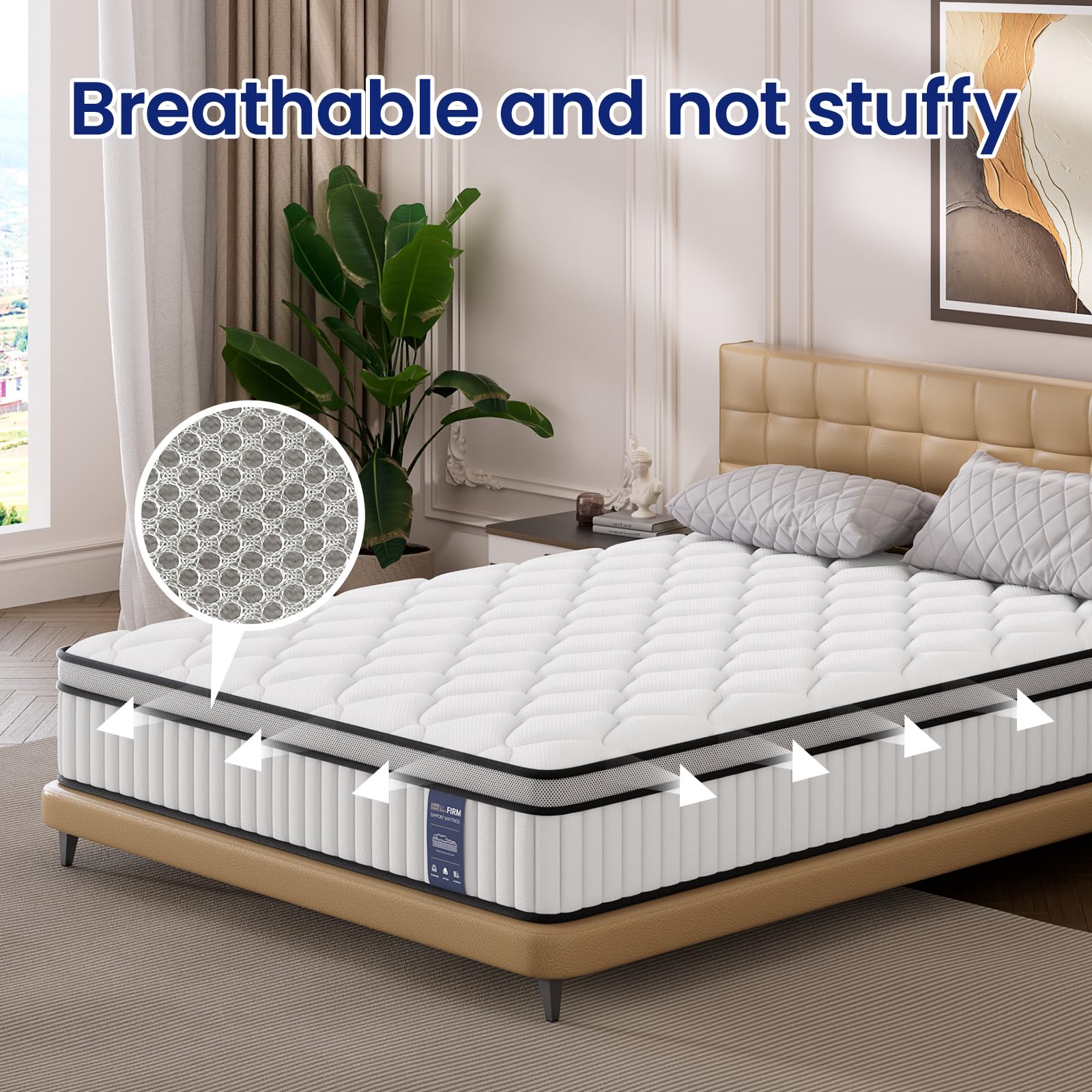 BedStory 4FT Small Double Mattress 10.2 Inch, Medium Firm Hybrid Pocket Sprung Mattress with Breathable Foam, Motion Isolation & Pressure Relief