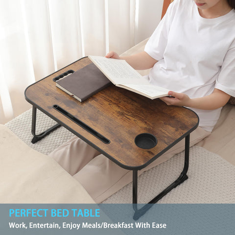 Laptop Bed Desk, Lap Desk Breakfast Tray Table for Home and Office,Eating, Reading, Writing on Bed, Sofa,Laptop Stand for Bed (Yellow)