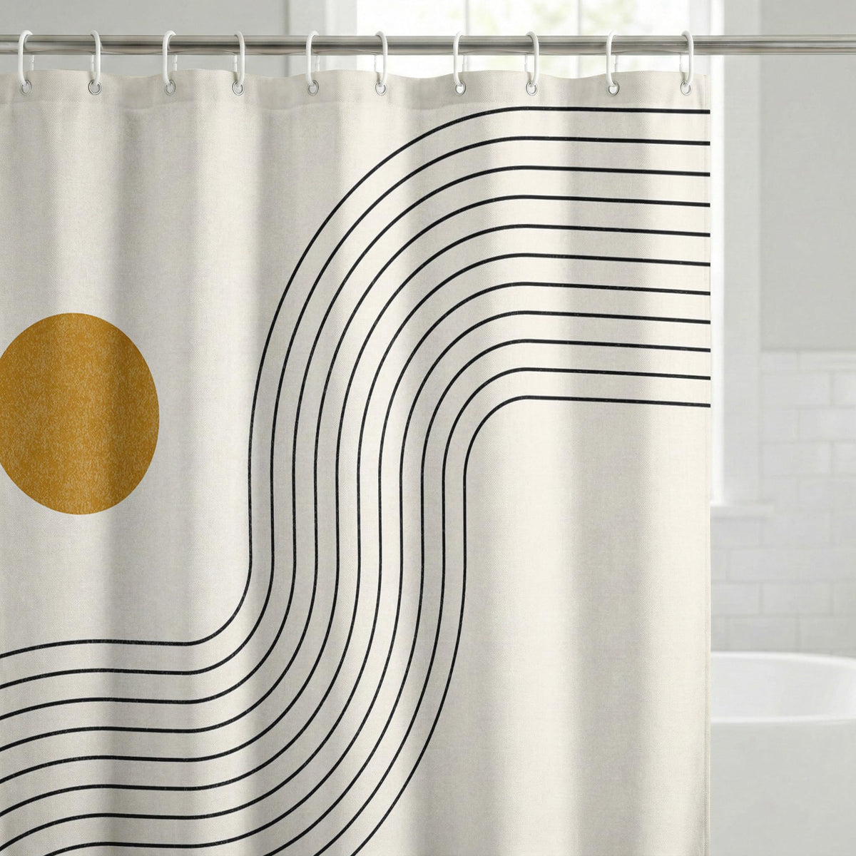 Americanflat 71x74 Boho Shower Curtain - 100% Polyester Shower Curtain with 12 Hooks - Shower Curtains for Bathroom
