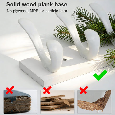 HONSKY Wall Coat Rack, 53cm Wooden Coat Hanger with 7 Double Hooks,Wall Coat Hook,Towel Rack Hanging Coat,Towel,Bag for Entryway, Hallway, Bedroom
