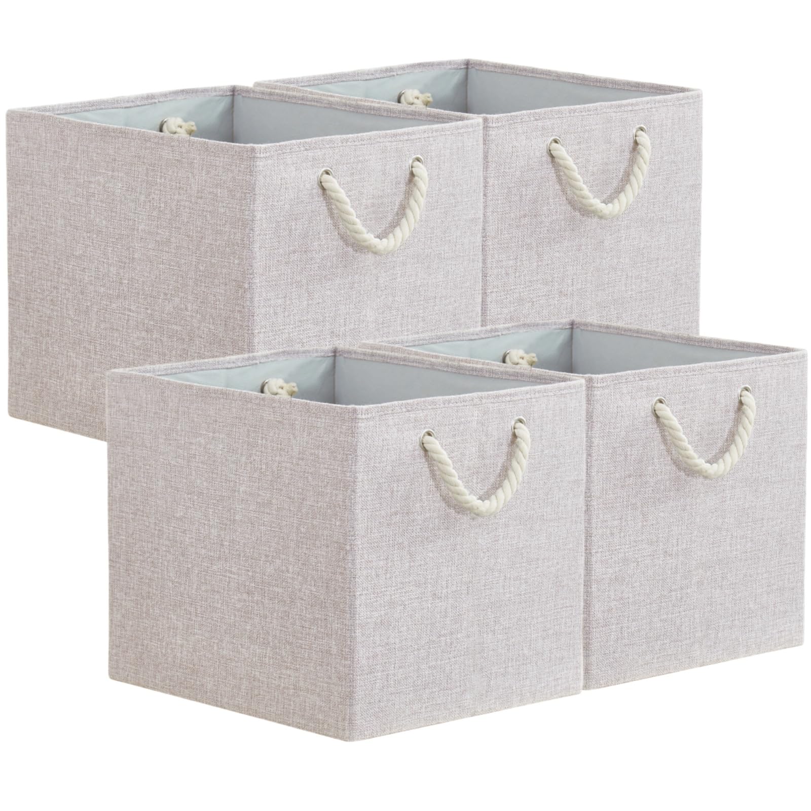 Mangata 4 Pack Storage Cubes for Shelves, Fabric Storage Boxes with Cotton Rope Handles Home Organization