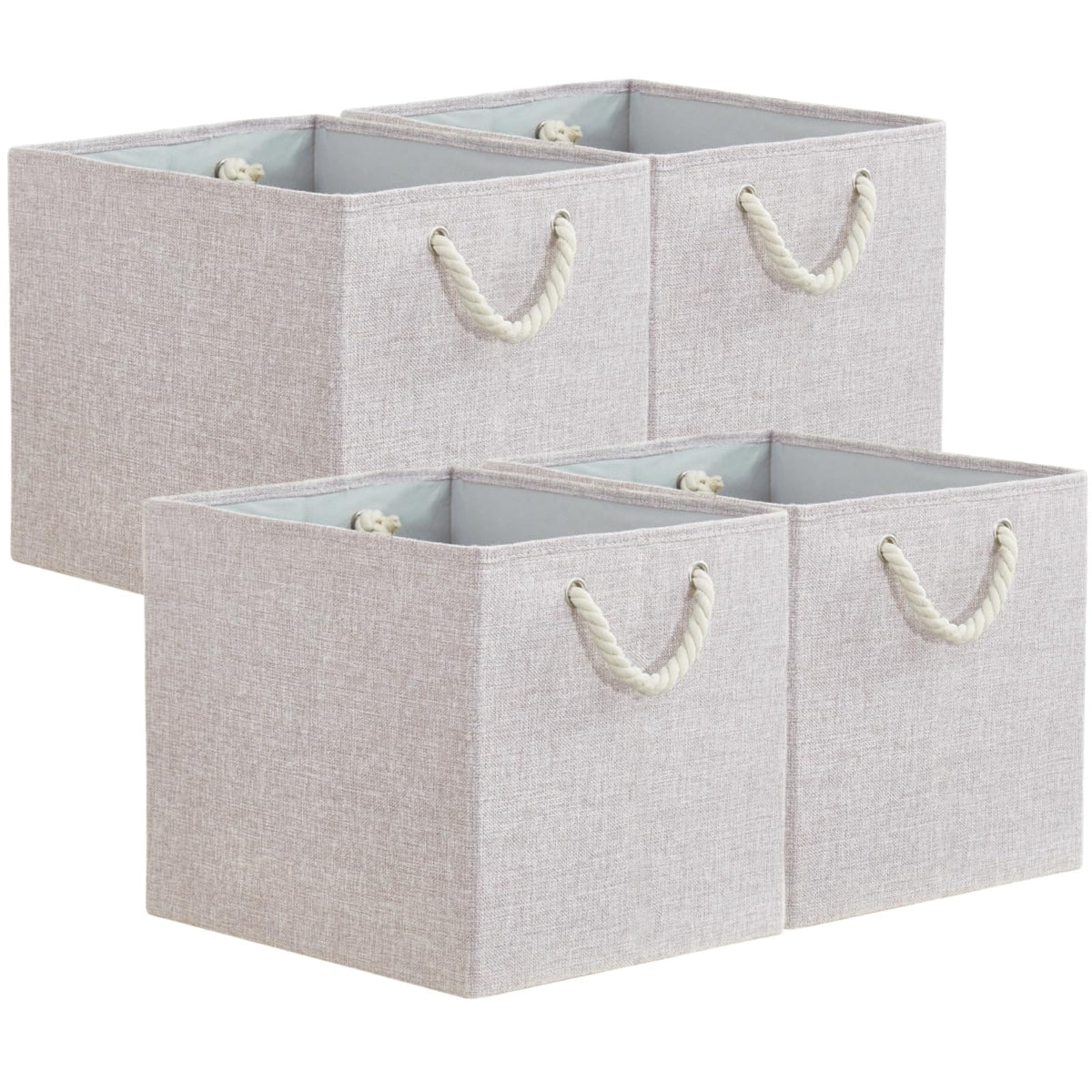 Mangata 4 Pack Storage Cubes for Shelves, Fabric Storage Boxes with Cotton Rope Handles Home Organization