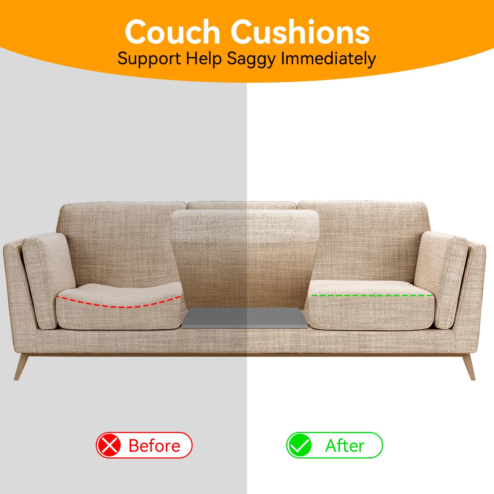 OFKAIS 60 x 50cm Sofa Support for Sagging Cushions,Sofa Cushion Support-3PC