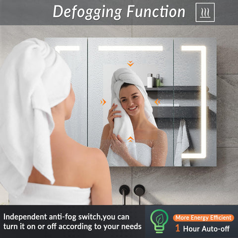 ELEGANT LED Bathroom Mirror Cabinet with Shaver Socket & 3 Colors, 80x60cm