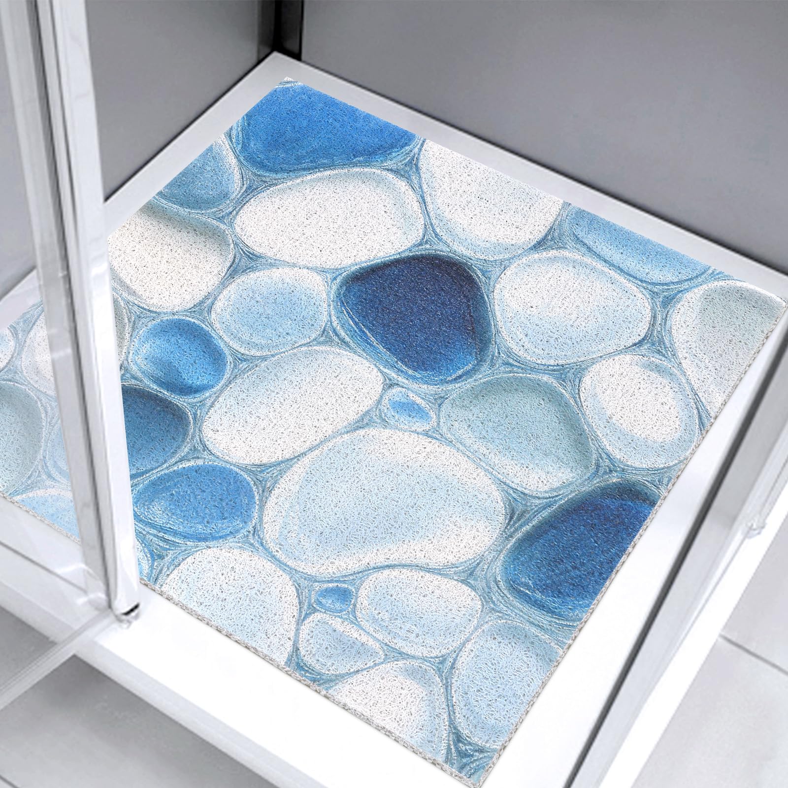 Non Slip Shower Mats for Inside Shower Tray-60x60cm Quick Drain Square Shower Mat,Soft PVC Loofah Shower Mats Non Slip Anti Mould for Elderly