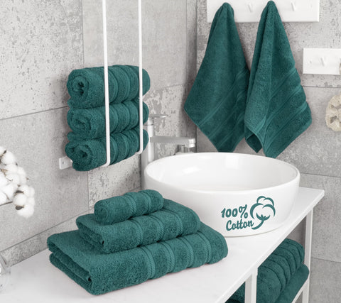 American Soft Linen Luxury 6 Piece Towel Set, 2 Bath Towels 2 Hand Towels 2 Washcloths, 100% Turkish Cotton Towels for Bathroom
