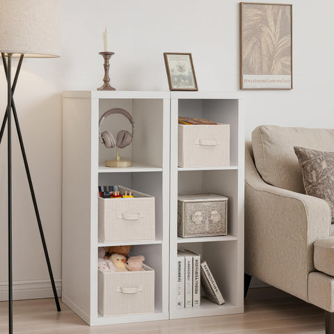 StorageWorks Shelf Storage Boxes, Large Storage Baskets for Shelves, Rectangular Wardrobe Organisers with Handles