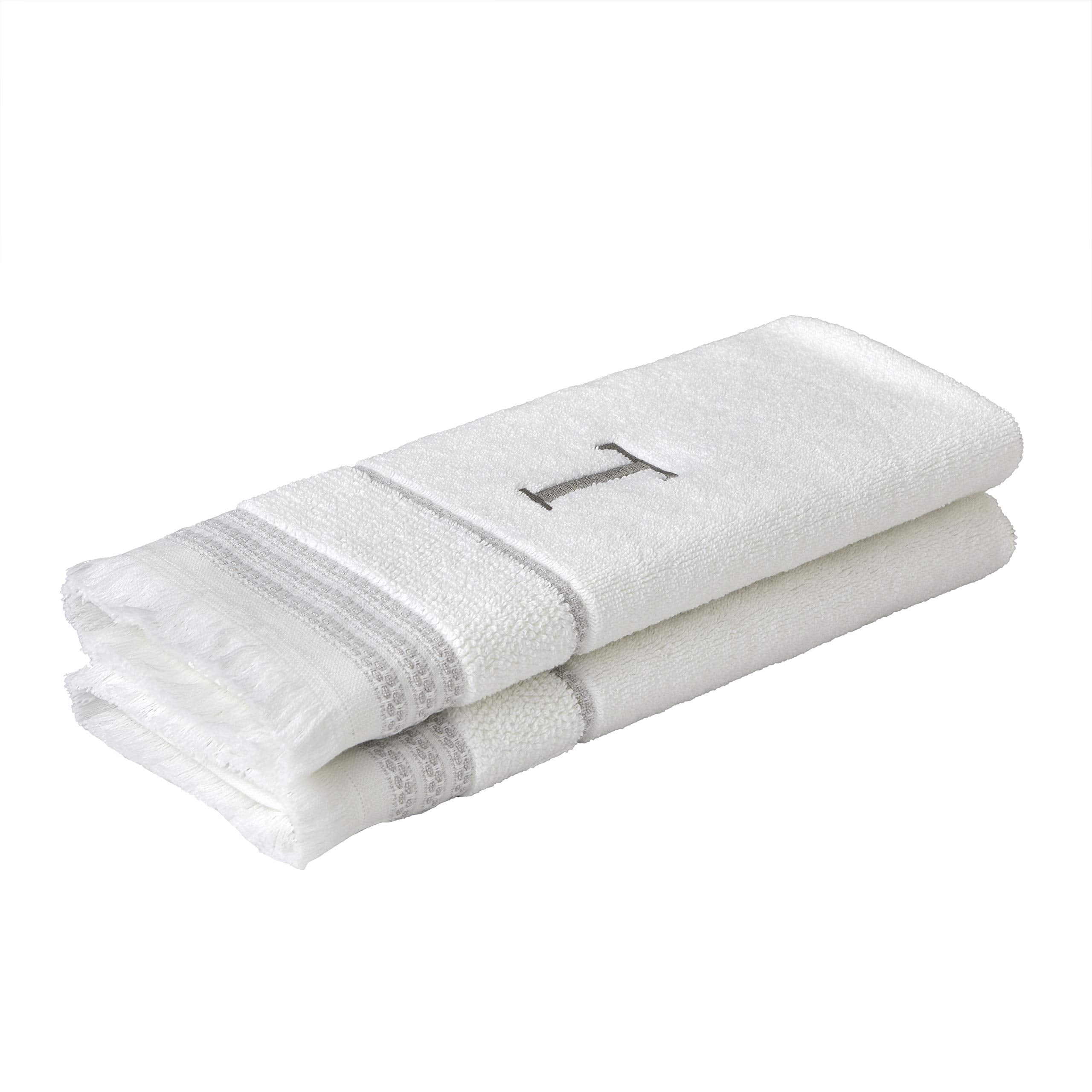 SKL Home Hand Towel Set, T, Cotton, White, 16x26