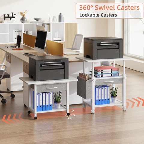 OYRREU Printer Stand on Wheels with Storage, Printer Table for Home Office