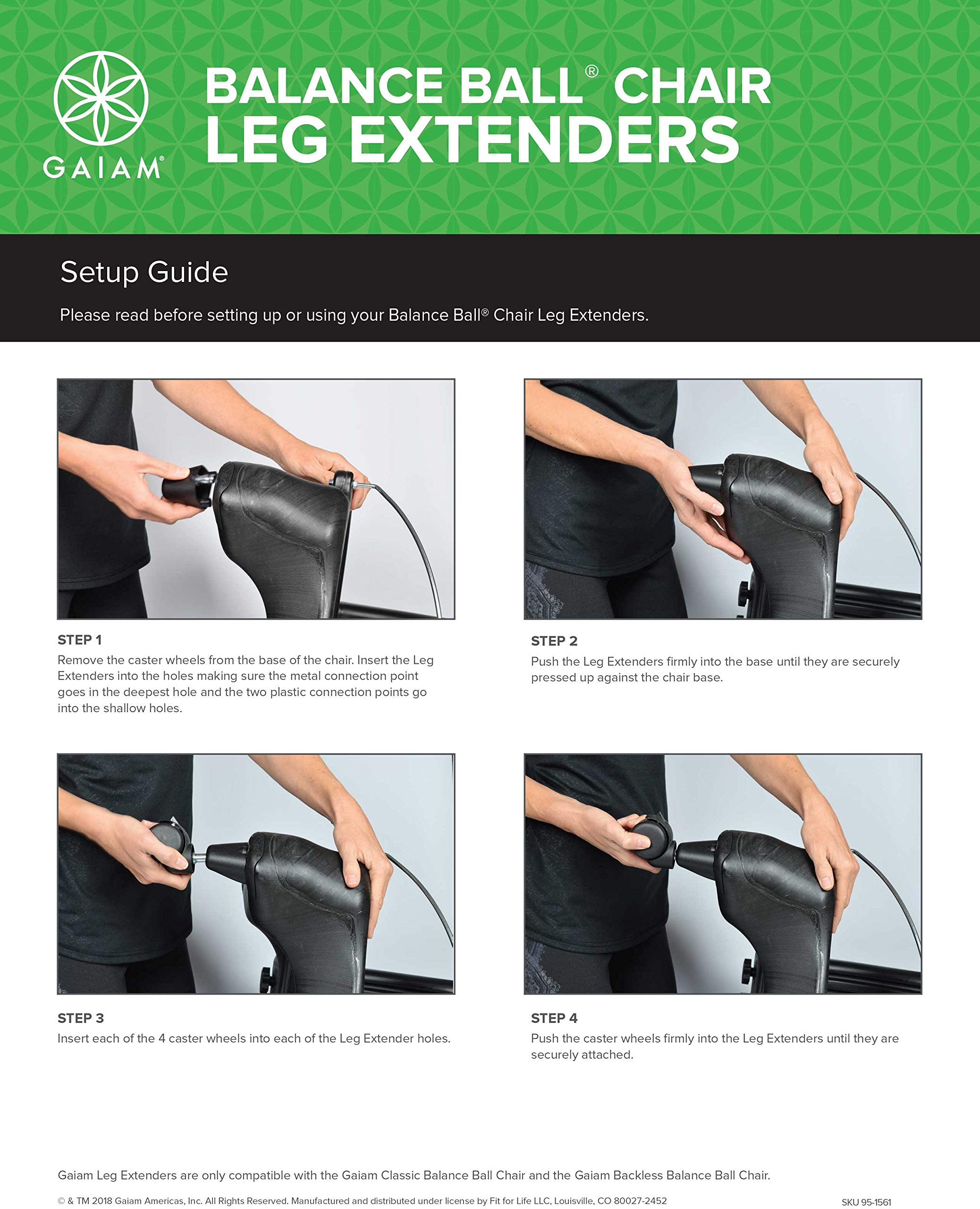Gaiam Classic Balance Ball Chair Leg Extenders (Only Compatible with Classic Chair & Classic Backless Chair)