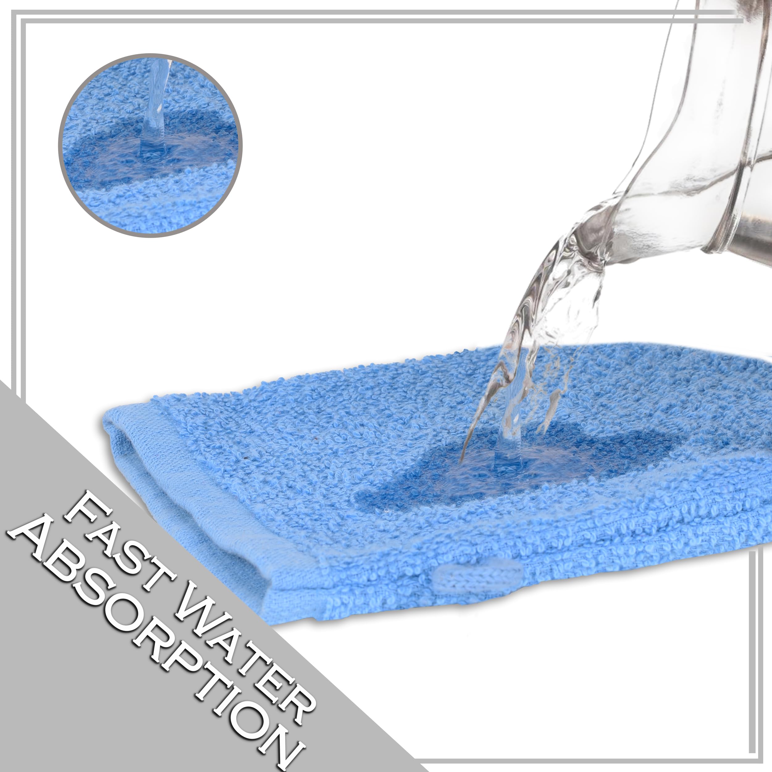 Perefly Washcloth Small Towels Set - 15 X 21 CM Hand Towels for Bathroom & Gym - Soft & Absorbent - Fast Drying Wash Cloths 10 Pack (Blue)