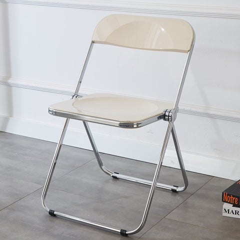 KAIHAOWIN Luxury Modern Folding Chair Acrylic Folding Chairs-Acrylic Ghost Stackable Crystal Seat-PC Plastic Living Room Seat-Chrome Frame Accent