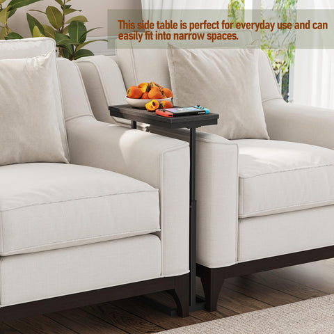 TUTOTAK End Table, Side Table, Tall Couch Table, Sofa Table, Living Room, Bed Room, Black TB01BK083EU