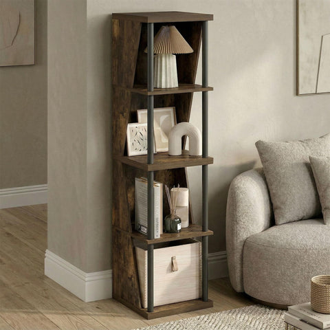 Furinno FLEXI Storage Shelf, 4-Cube Corner Shelf, Book Shelf, DIY Stackable & Separable Display Bookcase, for Organization and Storage