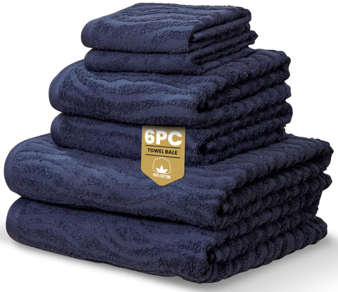 Rapport Home Safari 6-Piece Towel Bale | Bale Midnight Blue | Luxurious 100% Cotton 500gsm Bathroom Set