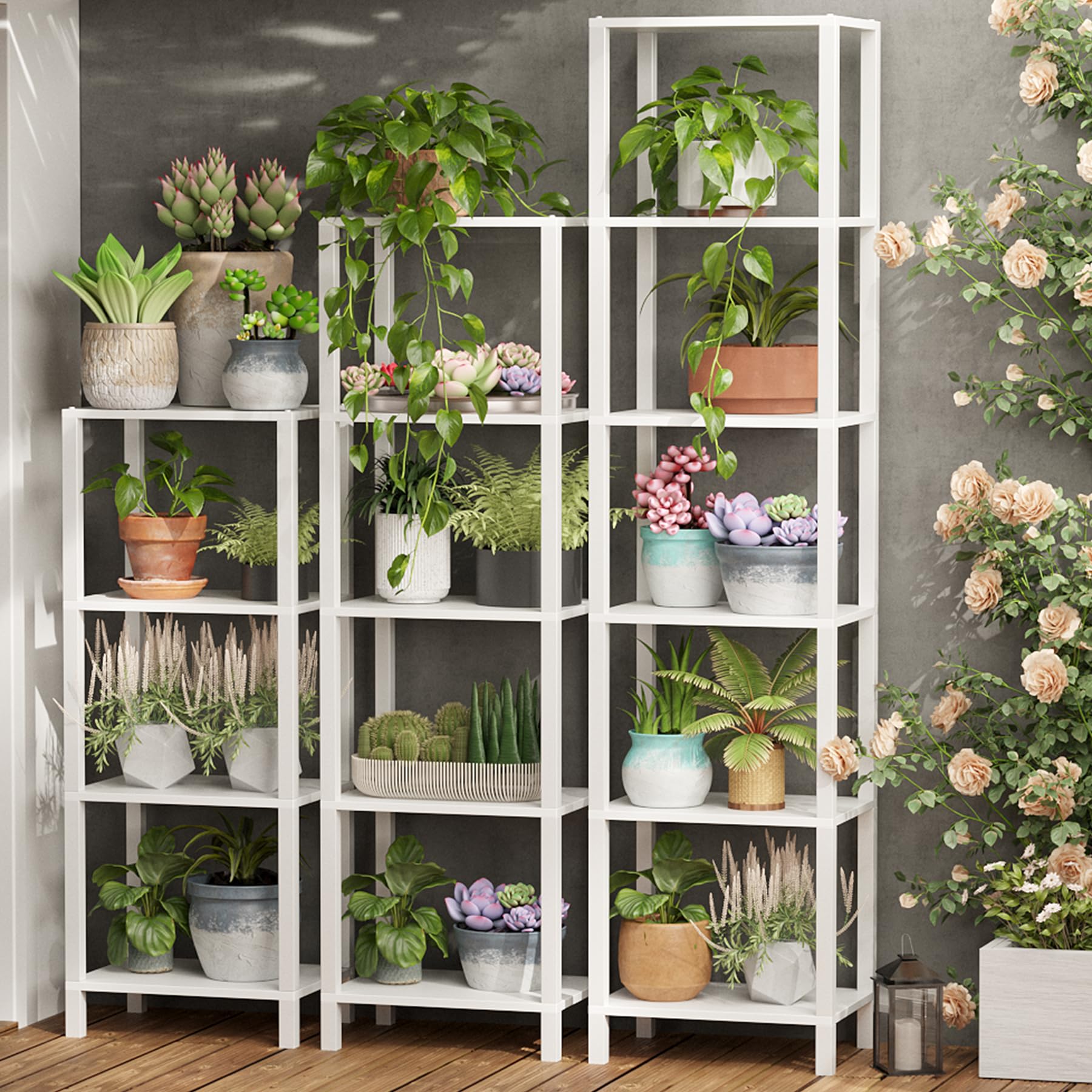 TUTOTAK Bookshelf, 6-Tier Tall Book Shelf, Narrow Bookcase for Small Space, DIY Stackable Bookshelf, for Living Room, Office, Study, Entryway