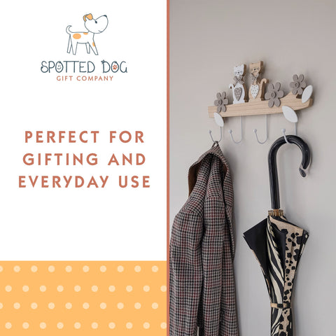 SPOTTED DOG GIFT COMPANY Coat Hooks Wall Mounted Coat Rack, Decorative Wooden 3 Hook Wall Hanger for Clothes Keys
