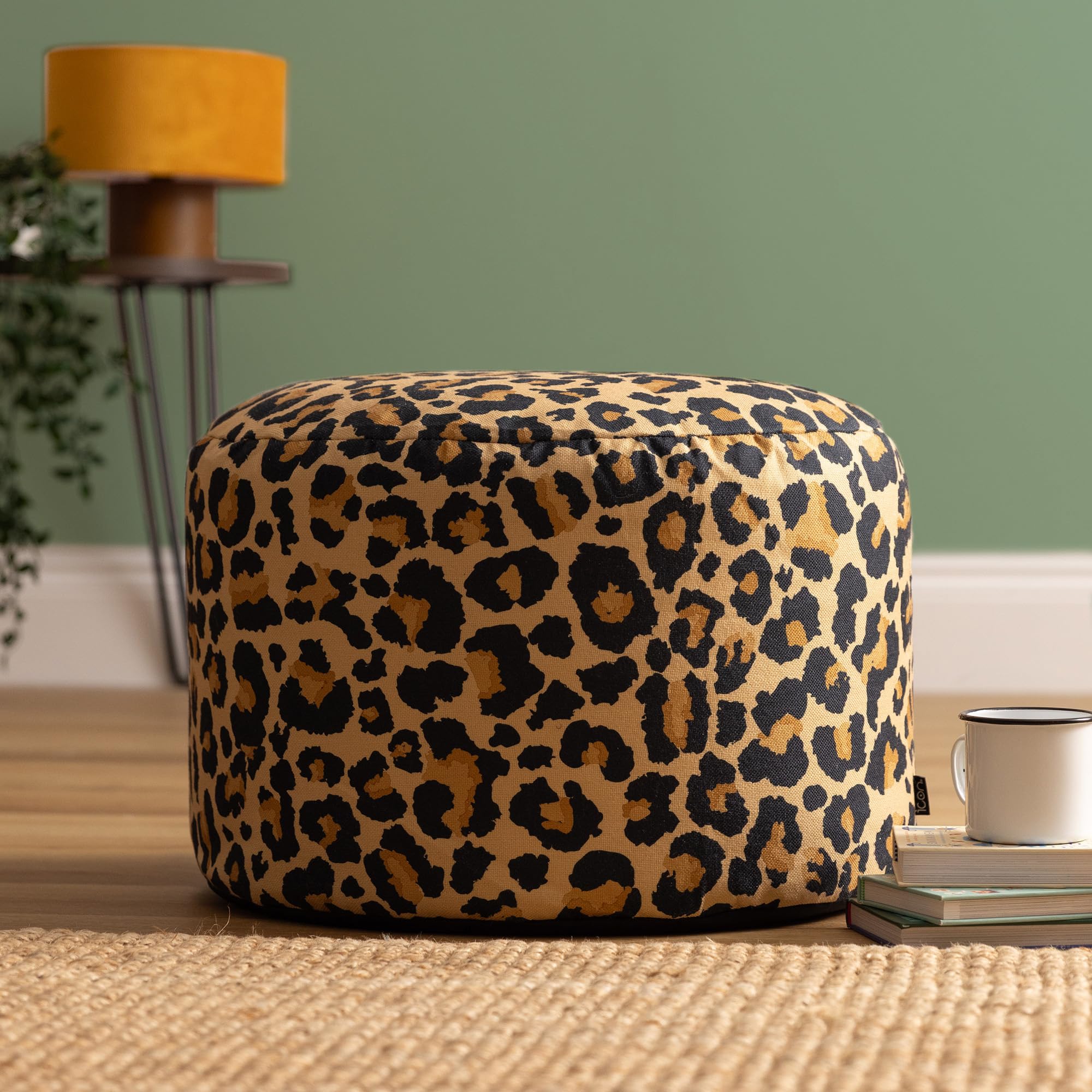 icon Milano Leopard Print Bean Bag Footstool with Filling Included