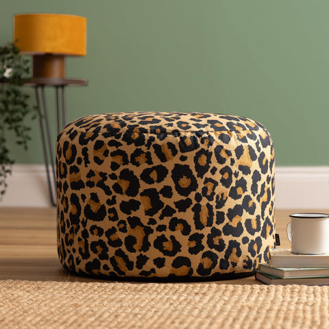 icon Milano Leopard Print Bean Bag Footstool with Filling Included