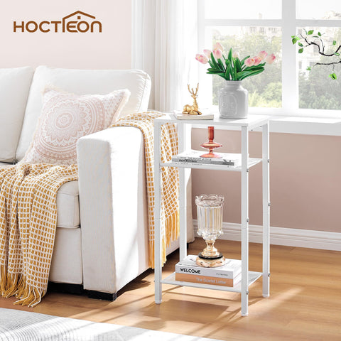 Hoctieon 3 Tier End Table, Telephone Table, Tall Side Table with Storage, Small Nightstand for Small Spaces, Metal Frame, For Living Room, Bedroom