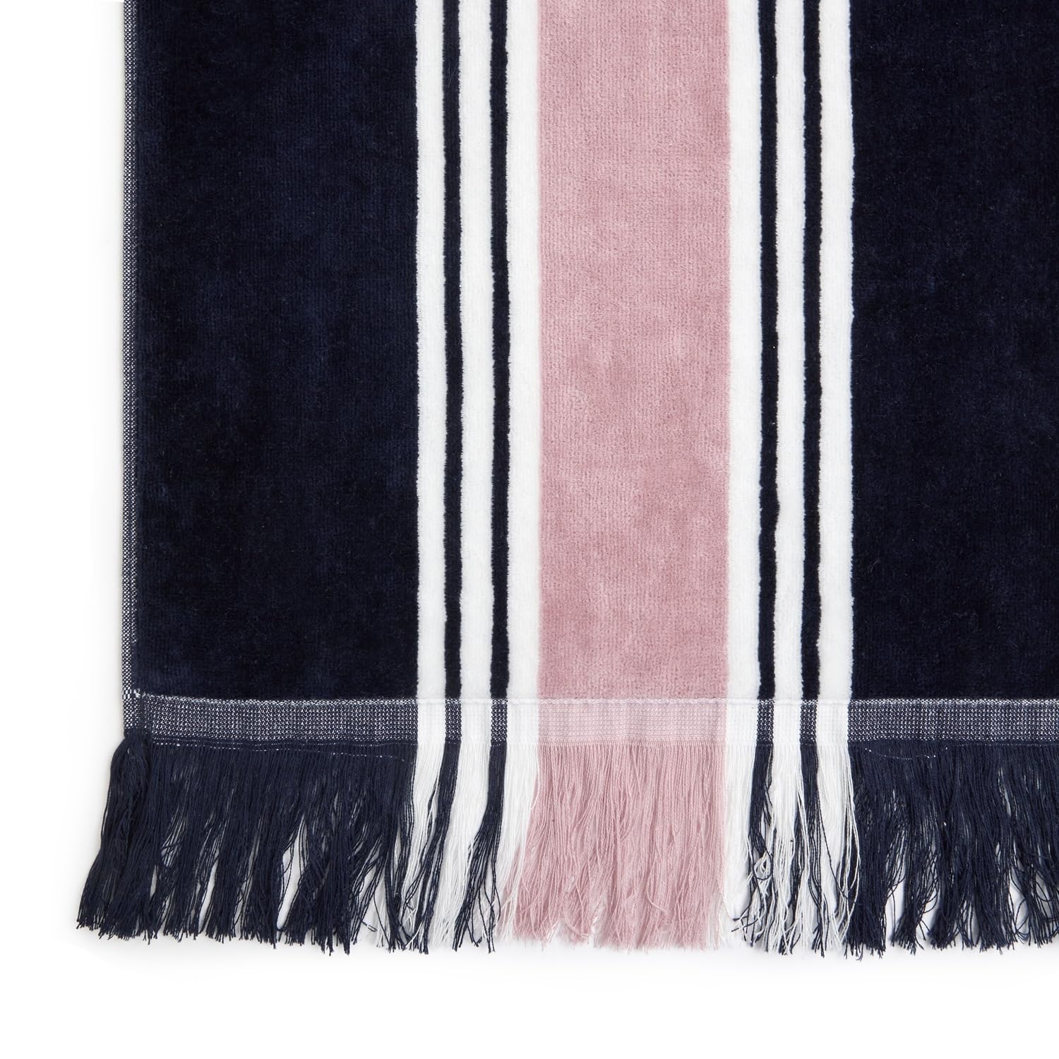 Christy College Beach Towel | 500 GSM | Sand Free | 100% Cotton | Yarn-dyed striped beach towel | Quick Dry Towelling Rear | 100cm x 180cm | Navy Blue