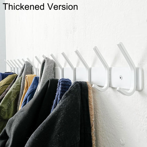 HONSKY Wall Mounted Coat Rack Heavy Duty, 7-Double Hook Metal Towel Rack, Coat Hanger for Entryway, Bathroom, Bedroom, White