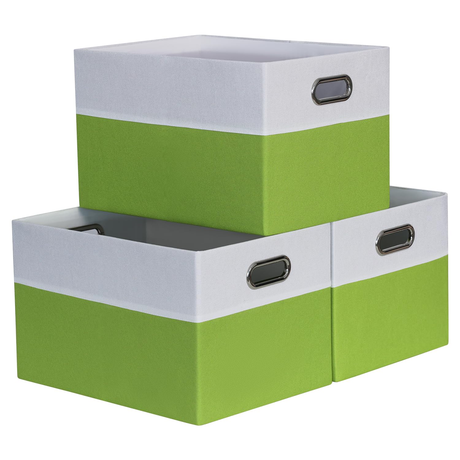 BinWhiz 3 Pack Clothing Storage Bins, Rectangle Large Storage Baskets with Metal Handle, Collapsible Storage Organiser Bins