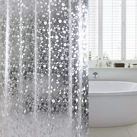 hjwanyin Shower Curtain, Long Shower Curtain Made of Mould PEVA, Stylish and Water Repellent Shower Liner for Bathroom (Cobblestone, 180 * 200cm)