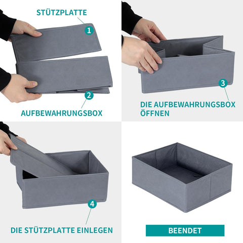 ORLISA Drawer Organiser Clothes Compatible with PAX Wardrobe 100 x 35 cm Sturdy Base, Foldable, & Robust, Set of 4, Grey