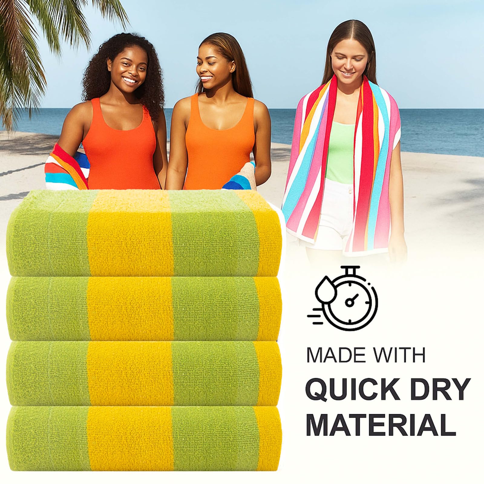 CASA COPENHAGEN Malibu beach towels, designed in Denmark, durable and hard-wearing, quick-drying, for pool, bath & shower, 76x152 cm