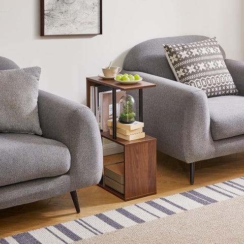 Aibiju S-Shaped Side Table, 3-Tier End Table with Open Storage Shelves, Non-Slip Feet, Modern Style Nightstand