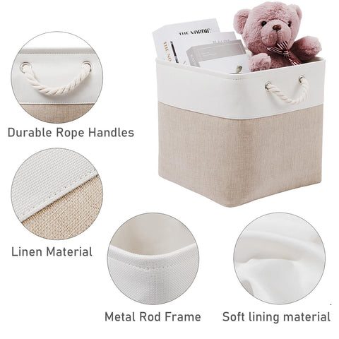 ICEMOR 30.5 x 30.5 x 30.5 cm Cube Storage Boxes, 6 Pack Large Collapsible Fabric Storage Bin with Ropes, Foldable Cube Baskets for Kallax