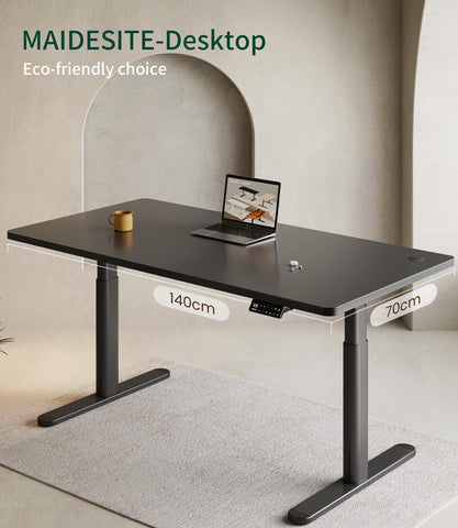 MAIDeSITe Table Top,Desktop for Height Adjustable Electric Standing Desk,Black,140 * 70 * 2.5 cm