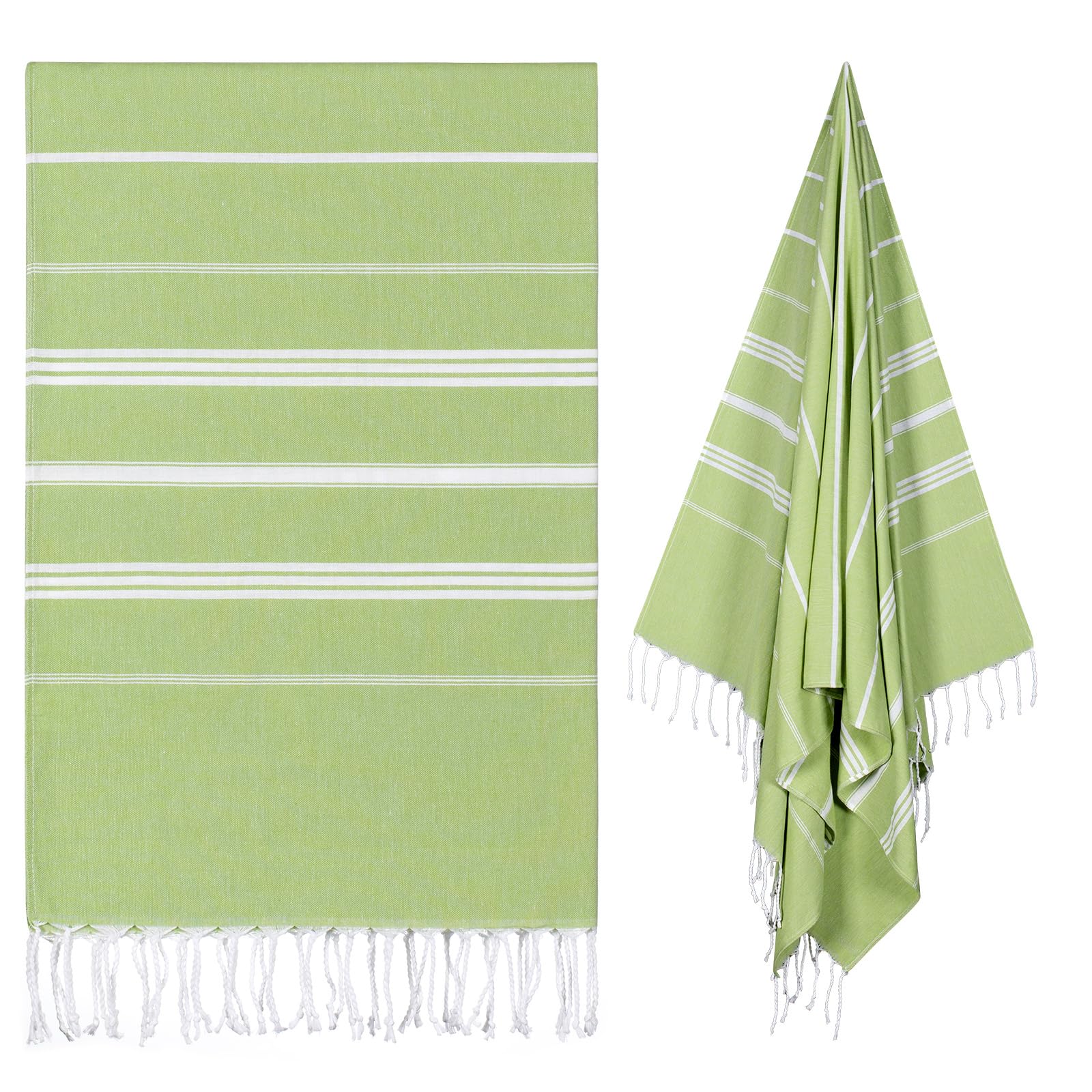 Ouxiaobai Turkish Beach Towel Oversized - 40"x70" Quick Dry Sand Free Thin Beach Towels for Adults, Extra Large Lightweigh Travel Towel(Apple Green)