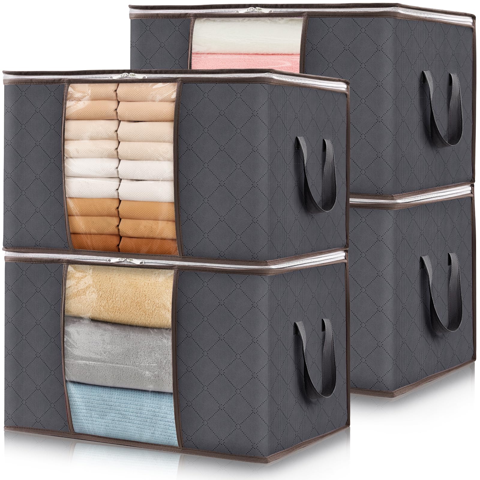 Lifewit 60L Clothes Storage Bags, Foldable Storage Box Moving Bags Wardrobe Storage Organiser Packing Boxes for Moving House with Clear Window for