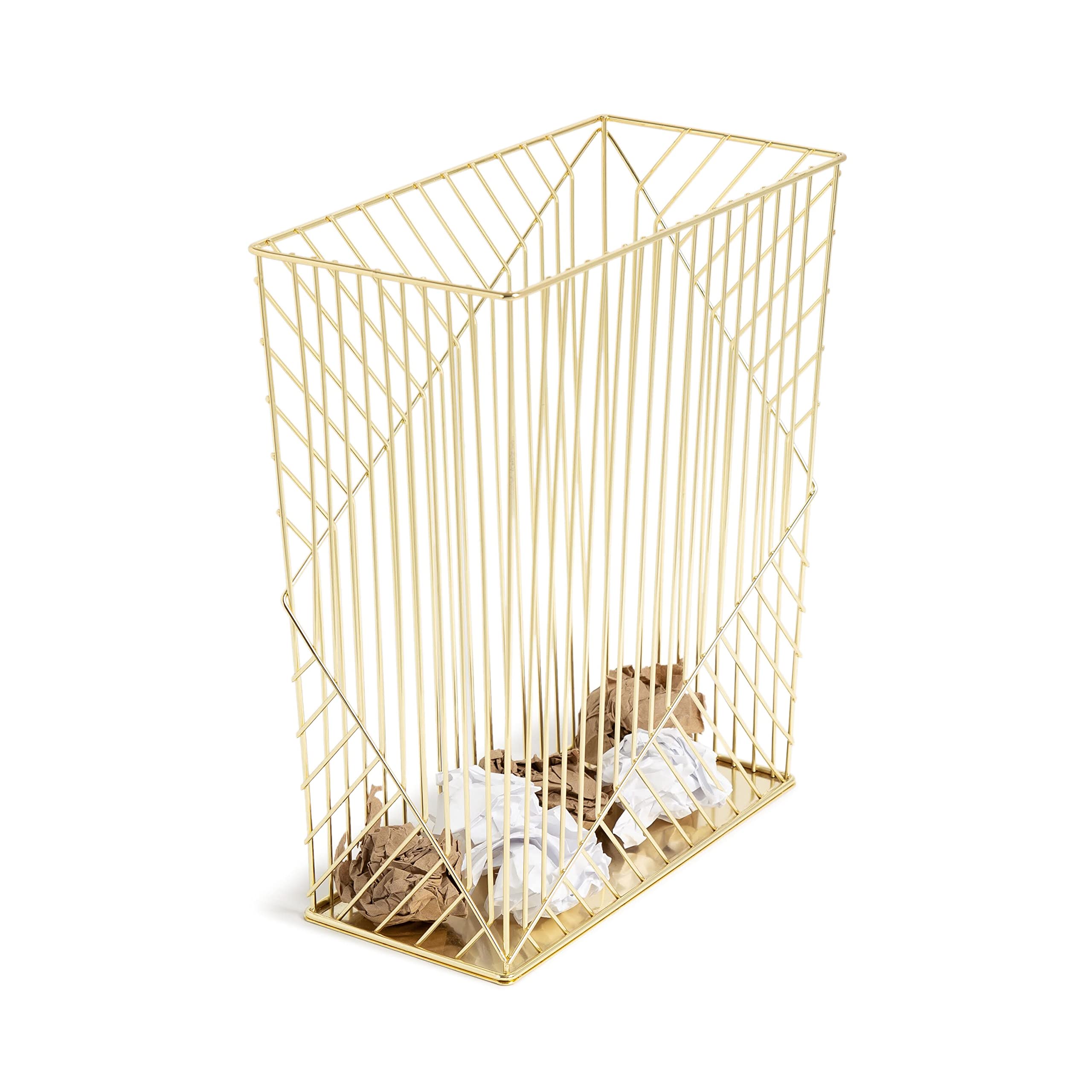 U Brands Metal Trash Can, Vena Collection, 6 Gallon Capacity, Gold (3232U02-06)