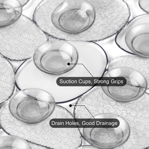 WELTRXE Bathtub Mat, Non-slip Shower Mat, PVC Bath Mat with Suction Cups and Drain Holes, Anti-Mould, Safe Oval Pebble Bathroom Tub Mat
